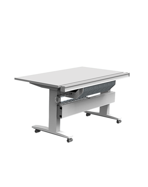 Go Desk with gas strut height adjustable legs on castors