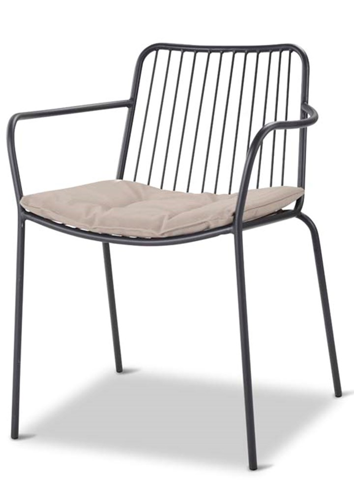 CHDS03A Palm Arm Chair Antracite Low Back Steel With Cushion